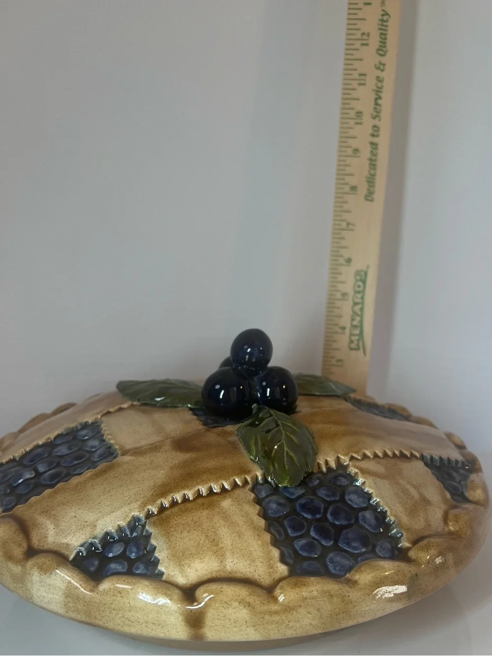 Ceramic Blueberry Pie Covered Dish from Portugal.